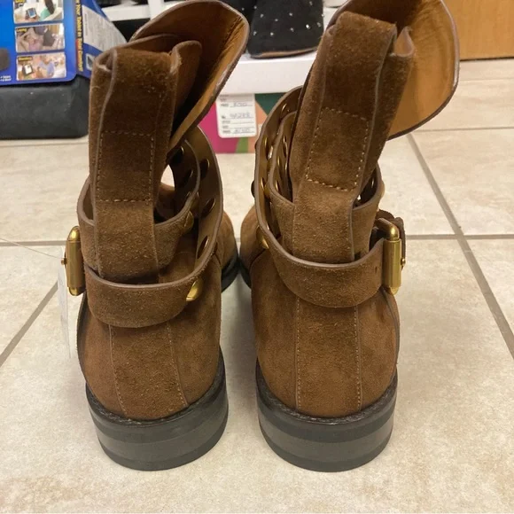NWOB See by Chloe Studded Suede Ankle Boots - Brown, 39.5